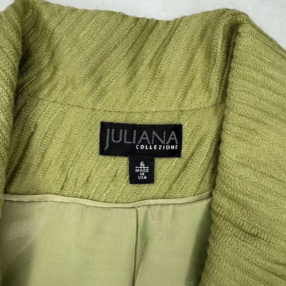 Vintage Juliana Collezione Wool‎ Jacket 6 Retro Green Velvet Iridescent Lining